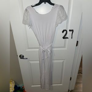 Express - white ruffle sleeve jumpsuit XS